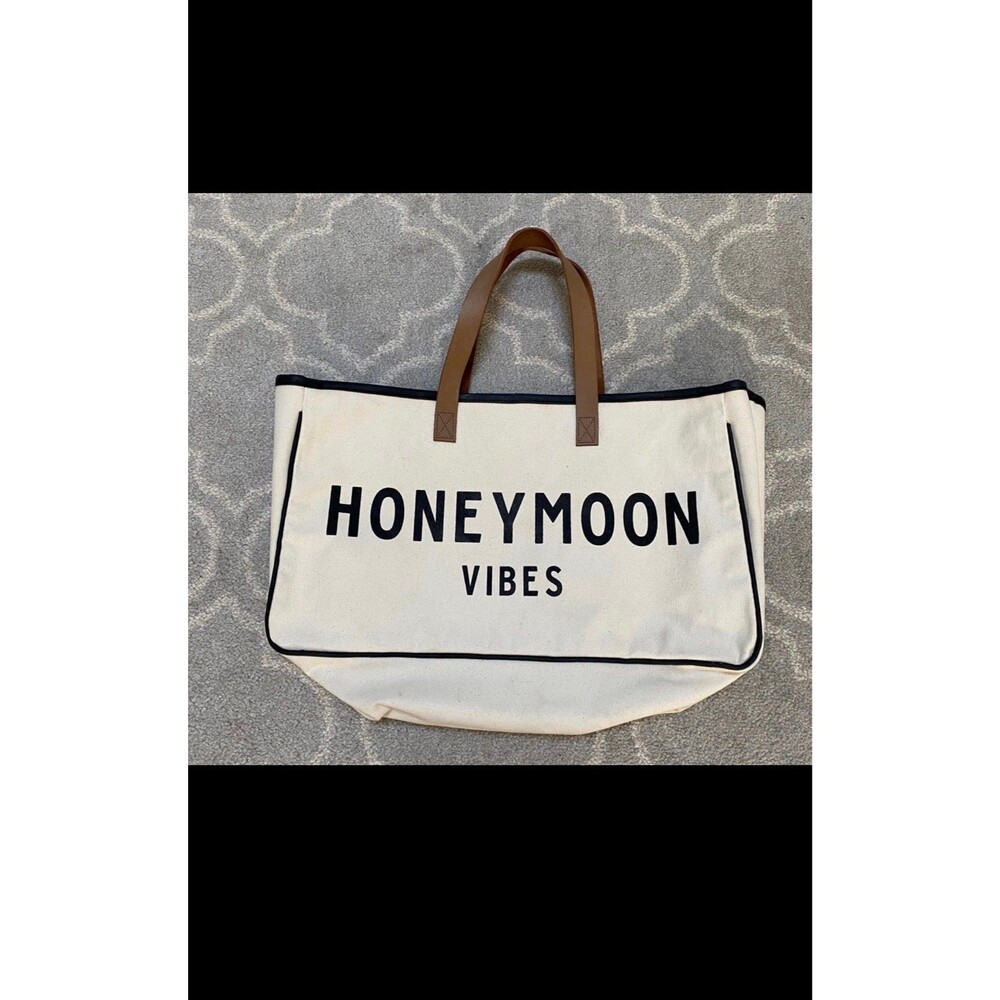 Honeymoon Vibes Oversized Canvas Beach Tote Travel Weekender Bag